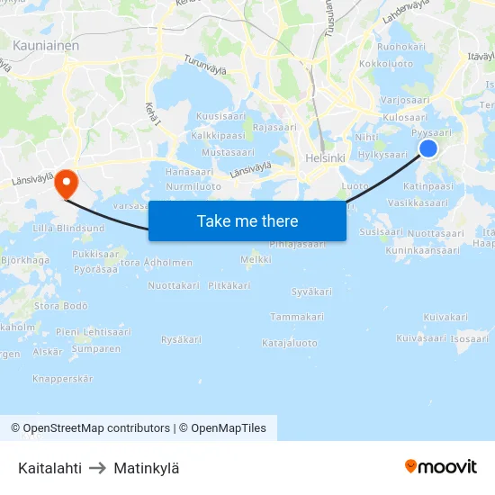 Kaitalahti to Matinkylä map