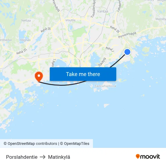 Porslahti Road to Matinkyla map