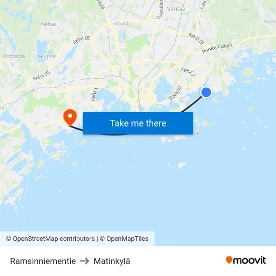 Ramsinniementie to Matinkylä map