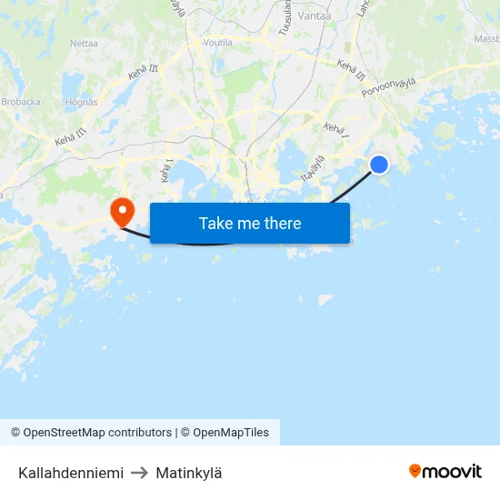 Kallahti Peninsula to Matinkyla map