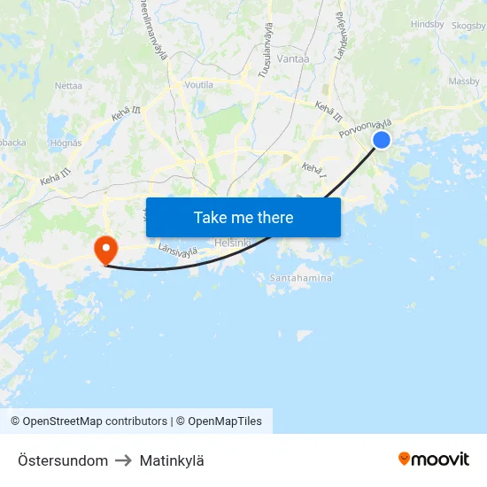 Östersundom to Matinkyla map