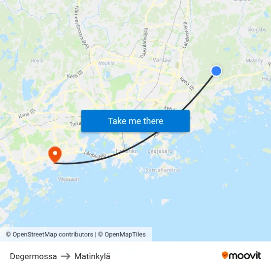 Degermossa to Matinkyla map
