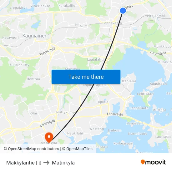 Mäkkyläntie | 🏫 to Matinkyla map