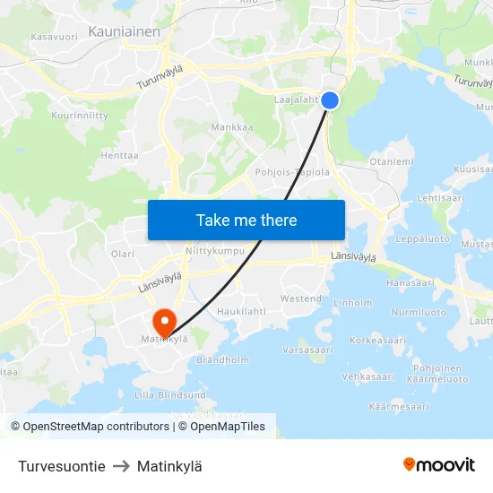 Turvesuontie to Matinkyla map