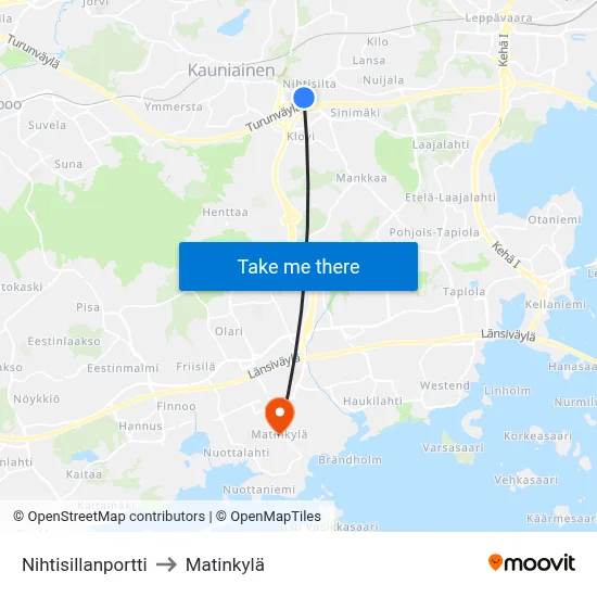 Nihtisilta Gate to Matinkyla map