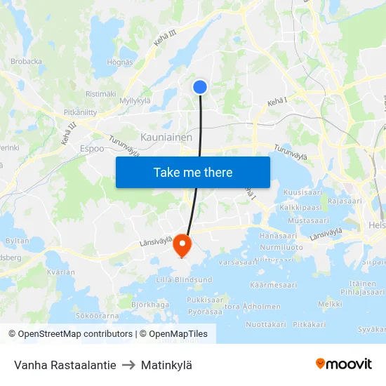Old Rastaala Road to Matinkyla map