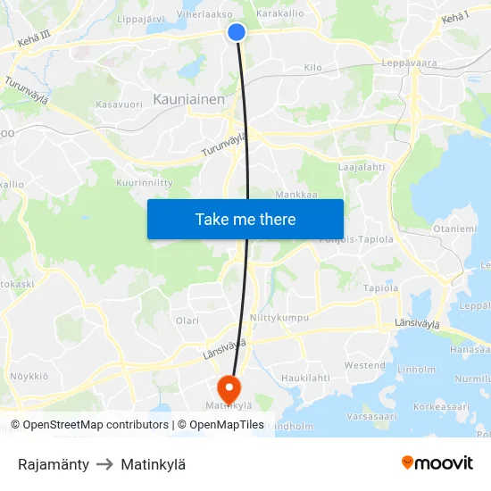 Rajamänty to Matinkyla map