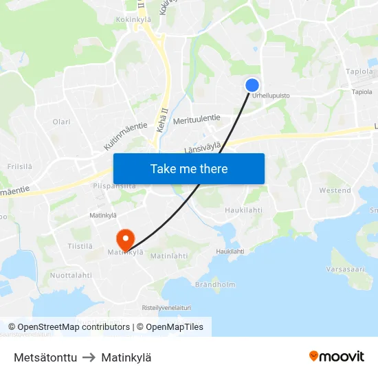 Forest Elf to Matinkyla map