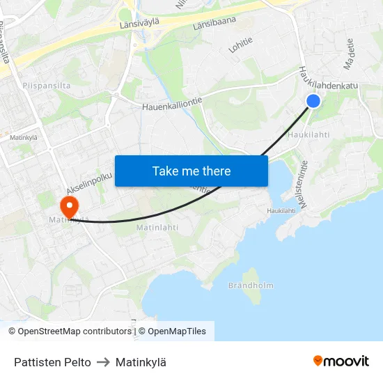 Pattinen Field to Matinkyla map