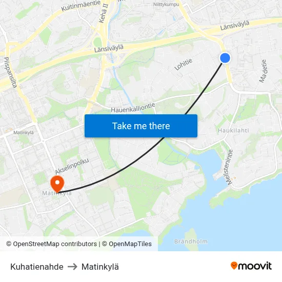 Kuha Road Slope to Matinkyla map