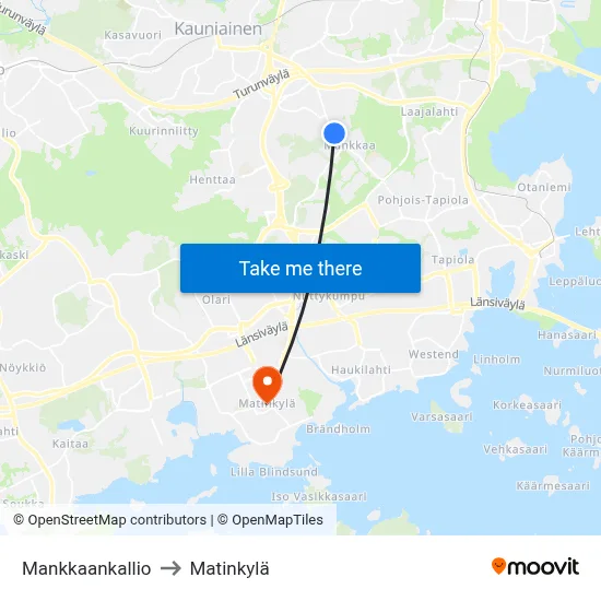 Mankkaa Hill to Matinkyla map