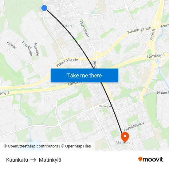 Kuunkatu to Matinkyla map