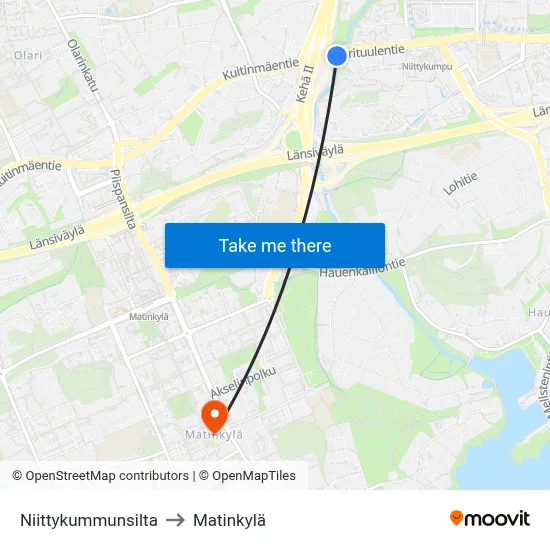 Niittykumpu Bridge to Matinkyla map