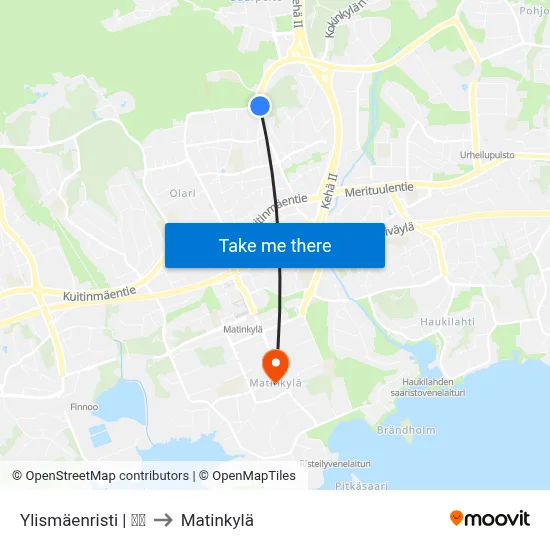 Ylismäenristi | 🌳🏫 to Matinkyla map