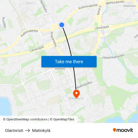 Olari Cross to Matinkyla map