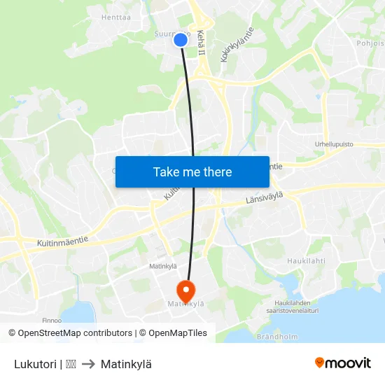 Lukutori | 🛍🌳 to Matinkyla map