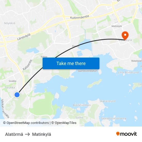 Lower Bank to Matinkyla map