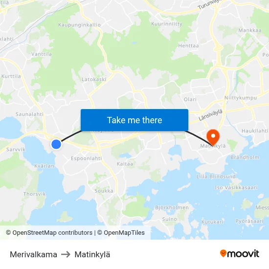 Sea Cove to Matinkyla map