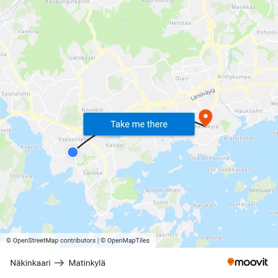 Nakin Circle to Matinkyla map