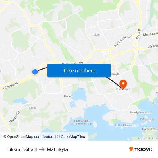 Tukkurinsilta 🛍️ to Matinkyla map