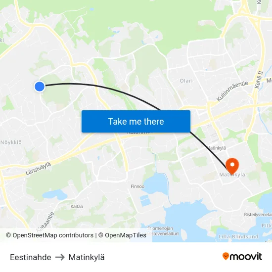 Estonia Hill to Matinkyla map
