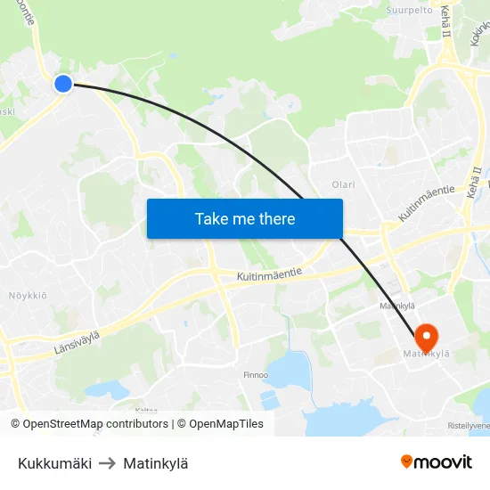 Kukkumäki to Matinkyla map