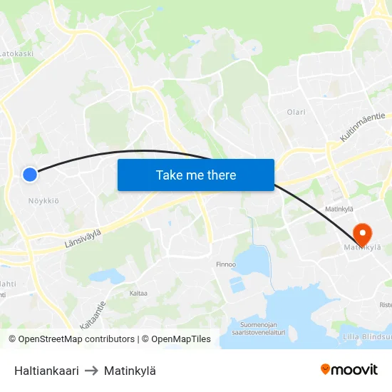 Haltia Arc to Matinkyla map