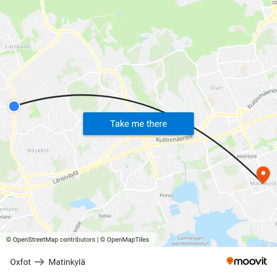 Oxfot to Matinkyla map