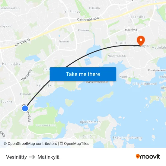 Water Meadow to Matinkyla map
