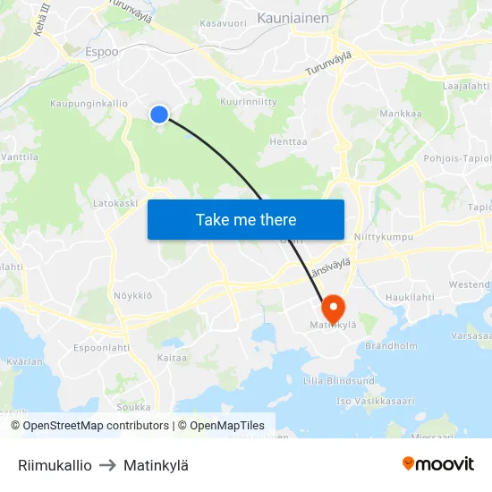 Rune Rock to Matinkyla map