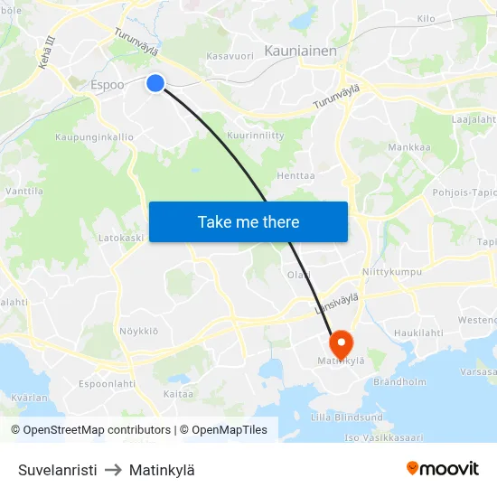 Suvela Cross to Matinkyla map
