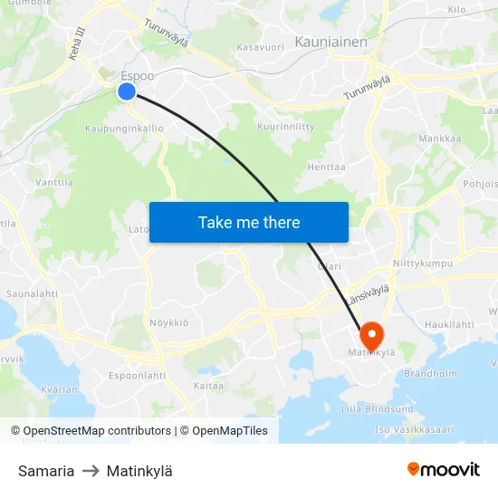 Samaria to Matinkyla map