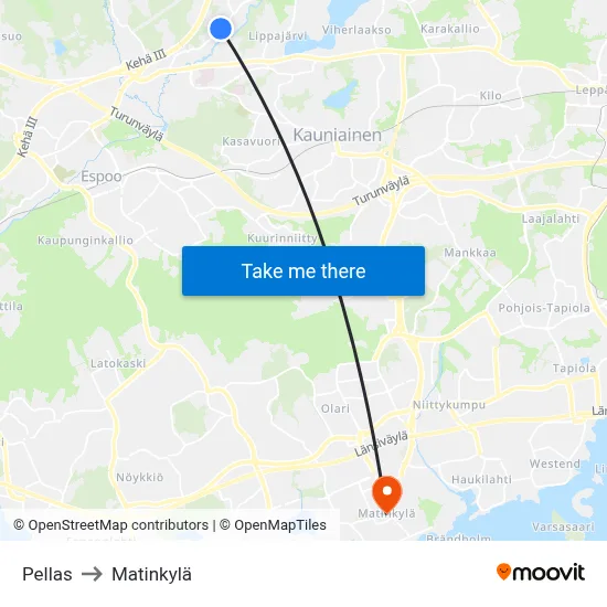 Pellas to Matinkyla map