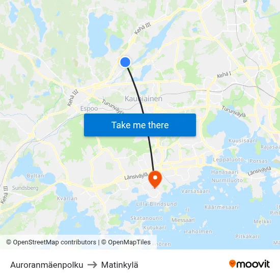 Auroranmäenpolku to Matinkyla map