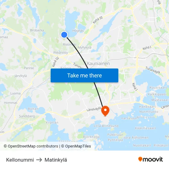 Kellonummi to Matinkylä map