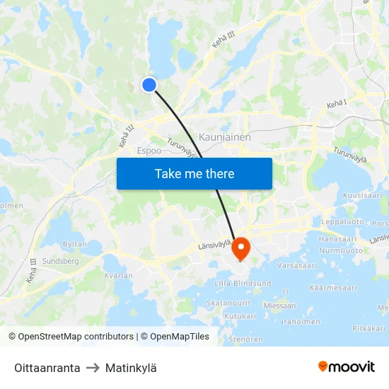 Oittaanranta to Matinkyla map