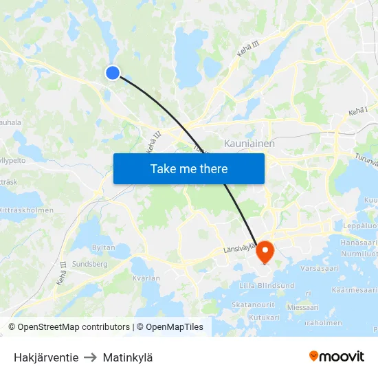 Hakjärventie to Matinkyla map