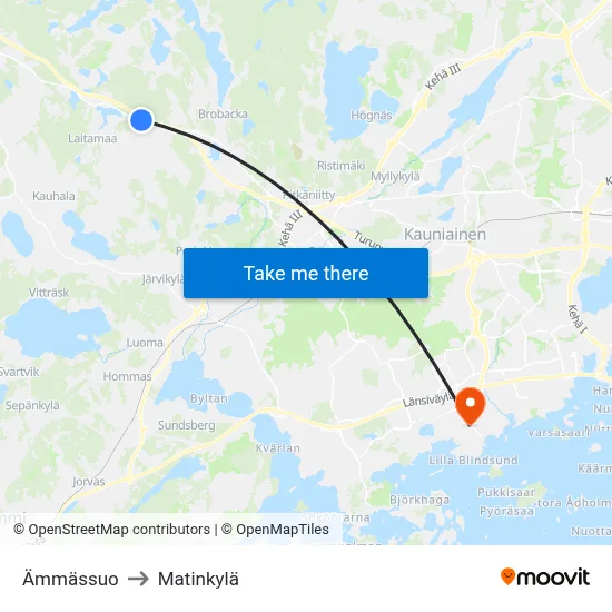 Ämmässuo to Matinkyla map