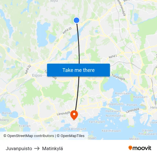 Juva Park to Matinkyla map