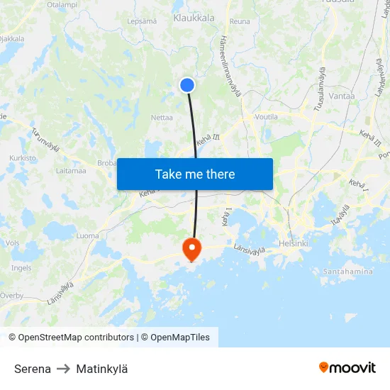 Serena to Matinkylä map