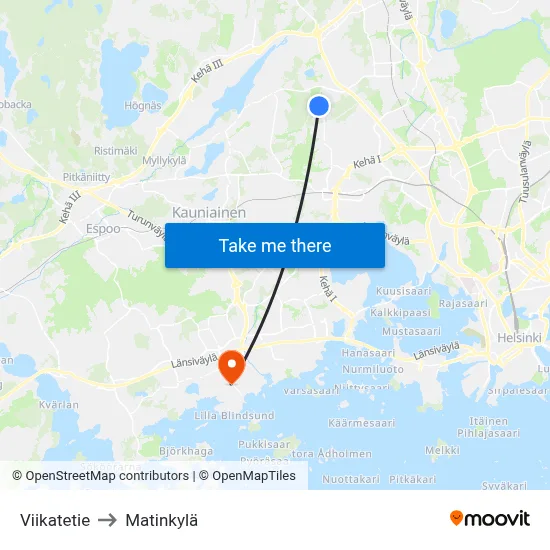 Viikatetie to Matinkylä map