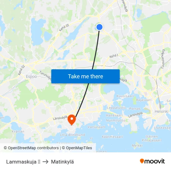 Lammaskuja 🛒 to Matinkyla map
