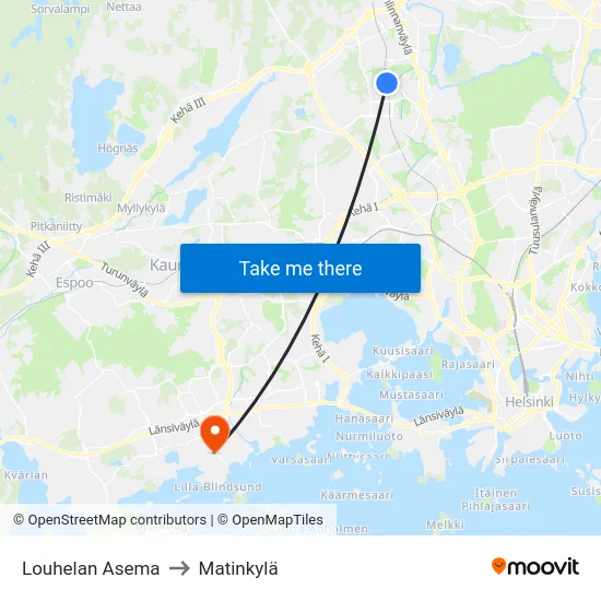 Louhelan Asema to Matinkylä map