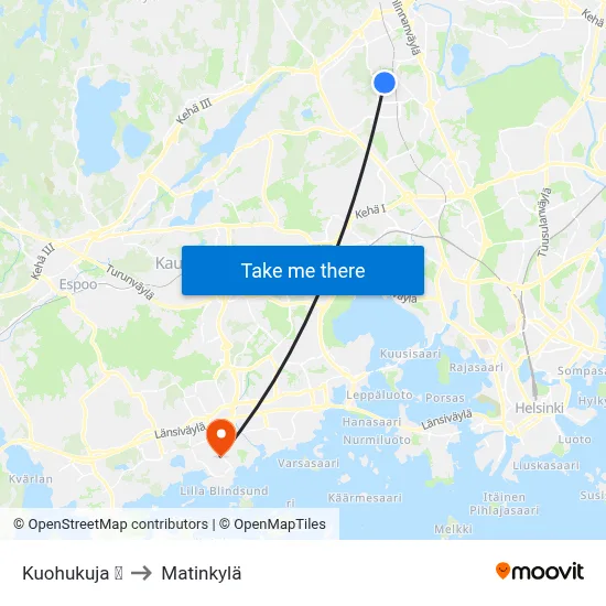 Kuohukuja 🛒 to Matinkyla map