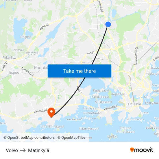 Volvo to Matinkyla map