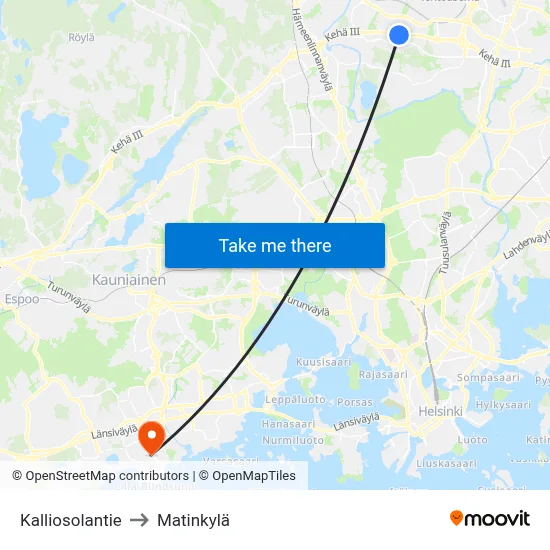 Kalliosola Road to Matinkyla map