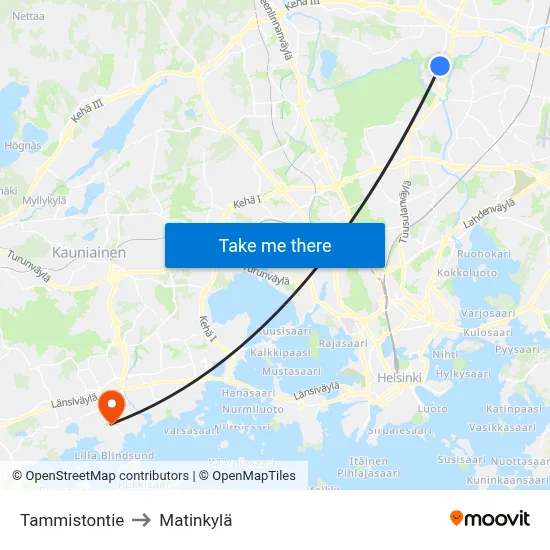 Tammistontie to Matinkylä map