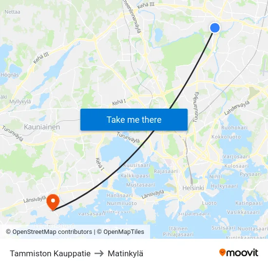 Tammiston Kauppatie to Matinkylä map