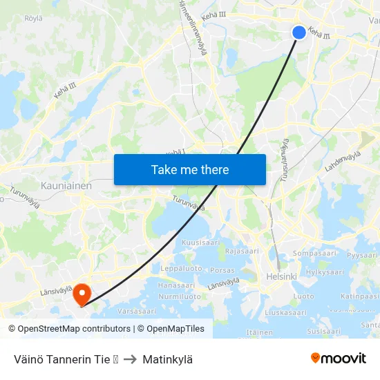 Väinö Tannerin Tie  🛍️ to Matinkyla map