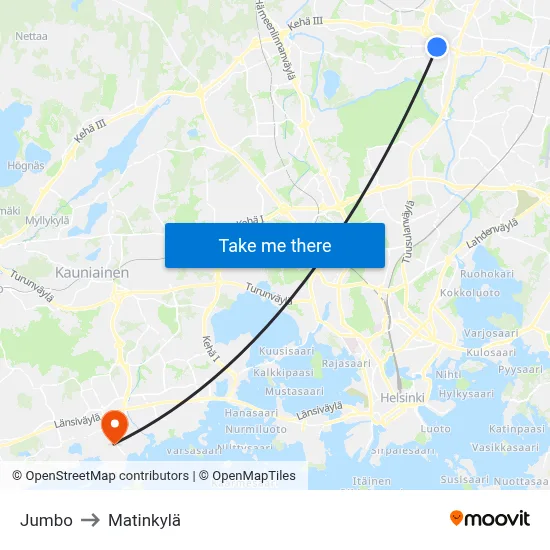 Jumbo to Matinkylä map